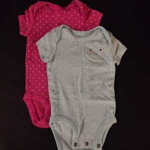 Carter's Set: Mint Green/Pink Polka Dot Onesies